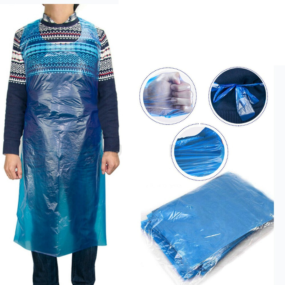 Disposable Blue Plastic Apron – Waterproof & Lightweight | Pack of 100