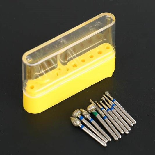 Dental Burs Dispenser Box – Tooth Preparation Burr Set (Blue/Red/Yellow)
