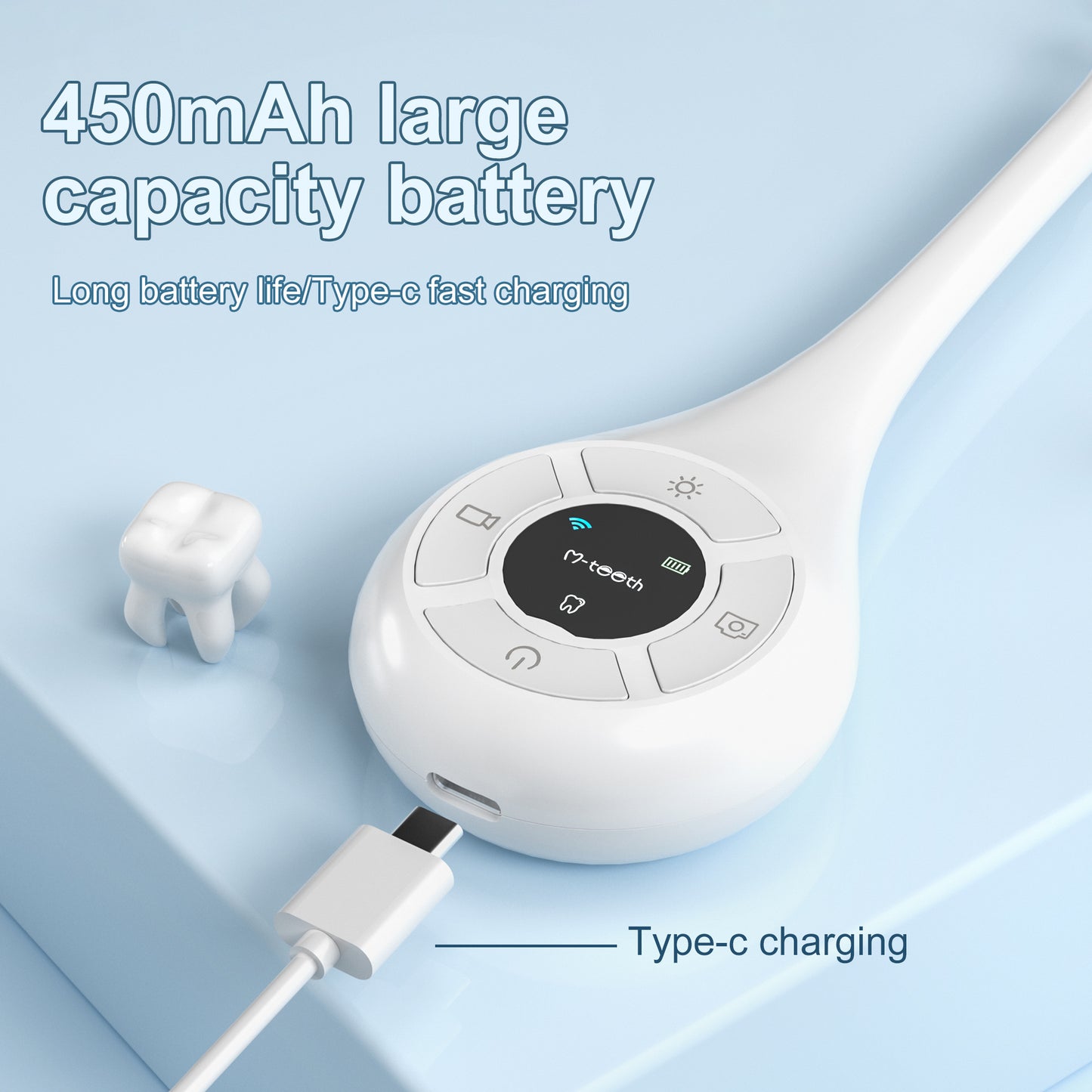 Intelligent HD Visual Dental Mirror – Oral Endoscope for Dental Inspection (White)