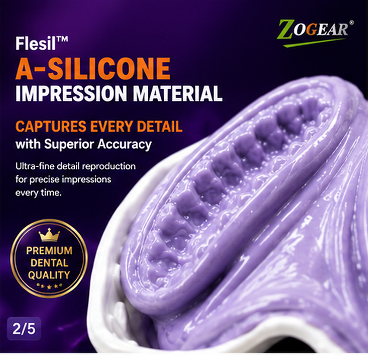 Dental Putty Impression Material – Fast Set Silicone | Catalyst + Base 400+400g & 2x Light Body 50ml