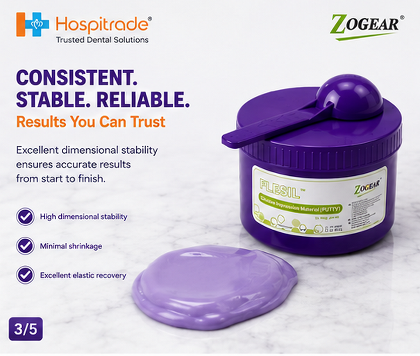 Dental Putty Impression Material – Fast Set Silicone | Catalyst + Base 400+400g & 2x Light Body 50ml