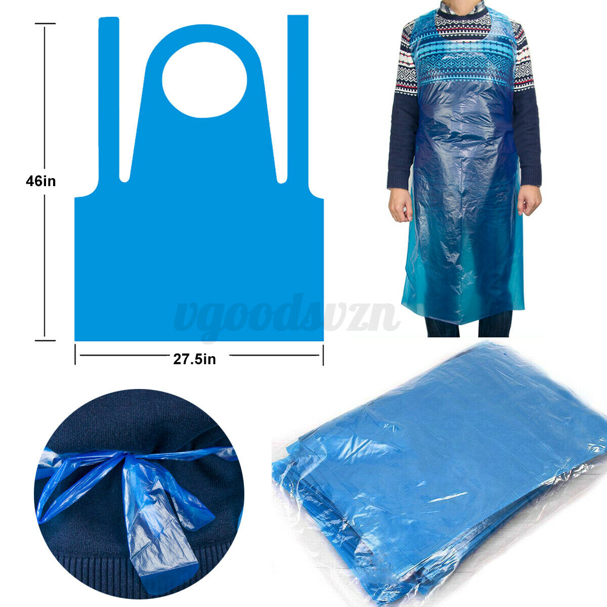 Disposable Blue Plastic Apron – Waterproof & Lightweight | Pack of 100